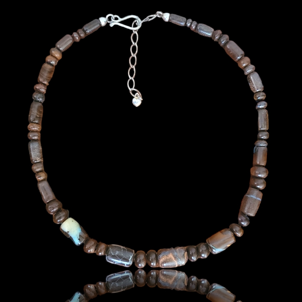 Jay King Mine Finds Sterling Silver Boulder Opal Necklace
